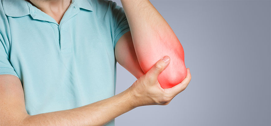 patient needing golfers elbow treatment in Huntington